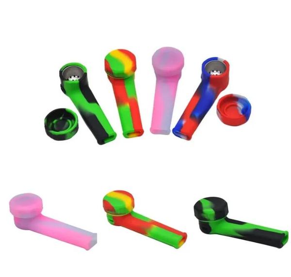 Tubo de silicona Tubo de manguera suave para fumar Tubo de goma de silicona médica de grado alimenticio flexible Pipas de tabaco para viajes Cuchara Tubos de cigarrillos Bong de vidrio Accesorios para hierbas secas