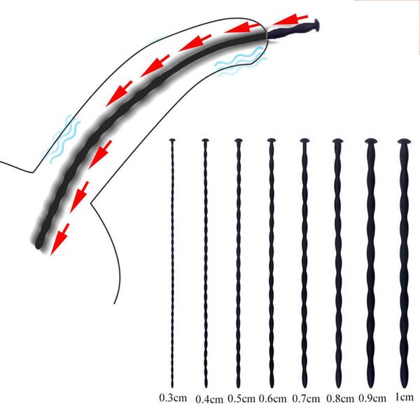 Artículos de masaje Sonda de catéter uretral de silicona Estimulación del pene masculino Glans Plug Retraso de la eyaculación Juguetes sexy para adultos Hombres Masturbador