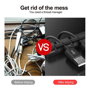 Organisateur de câble USB en silicone Winder Winder Bureau de gestion Tidy Clips Cable Porte-câble pour Organisateur de fil de casque Xiaomi Mouse