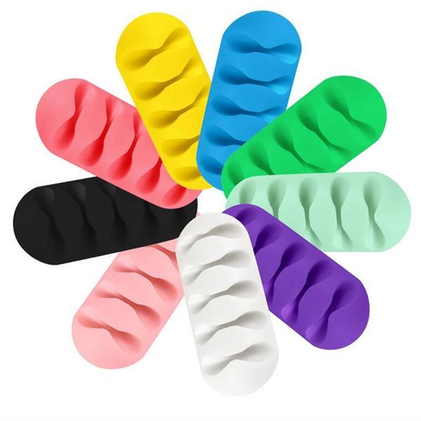 Silicone USB câble organisateur enrouleur de câble bureau rangé gestion Clips support pour souris casque écouteur fil