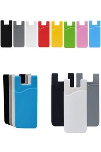 Silicone Wallet Credit Card Cases Cash Pocket Sticker 3M lijm lijm lijm stickon id houder zak voor iPhone Samsung Universal Mobil5929562