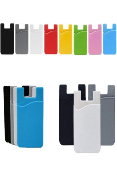 Casos de tarjeta de crédito de billetera de silicona Pegatina de bolsillo en efectivo 3m Adhesivo Stickon Id Holder Pouch para iPhone Samsung Universal Mobil5929562