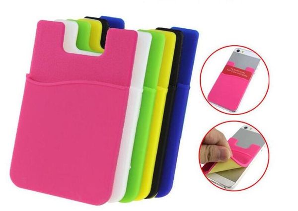 Silicone Wallet Credit Card Cash Pocket Sticker 3M Adhésif Stick-on ID Credit Card Holder Pouch Pour iPhone Samsung Mobile Phone 2019