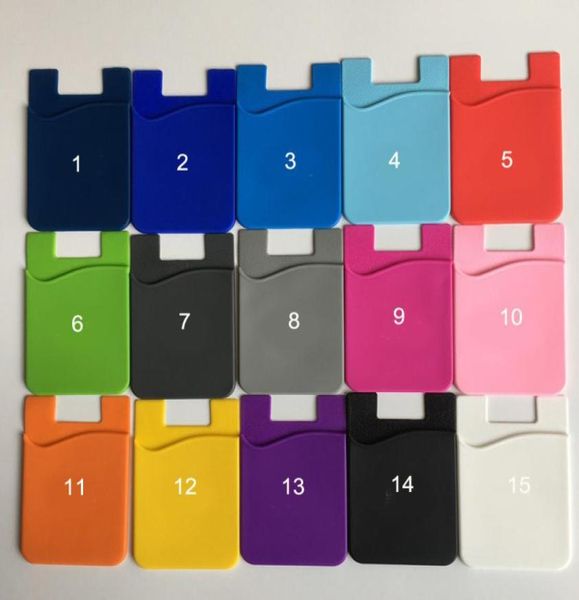 Silicone Wallet Tarjeta de crédito Cash Pocket Sticker 3M Adhesivo Stickon ID Tarjeta de crédito Bolsa para iPhone Samsung Teléfono móvil O3788463