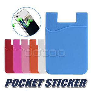 Portefeuille en silicone Sac de poche pour carte de crédit Porte-cartes Fente Téléphone Couverture arrière Étuis Pochette avec autocollant adhésif 3M Colle pour paquet universel Opp