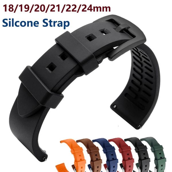 Bande de montre en silicone STRACTES WATR TEPHOP pour Rolex Water Ghost Sangle 18 mm 19 mm 20 mm 22 mm 22 mm Bracelet en caoutchouc noir boucle noire 240417