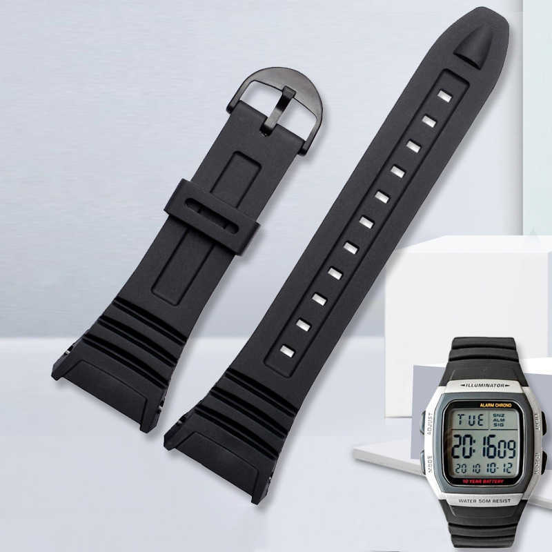 siliconen horlogeband voor casio 3239 W-96H-1A 2A 9A speciale siliconen band elektronische horlogeketting accessoires zwart