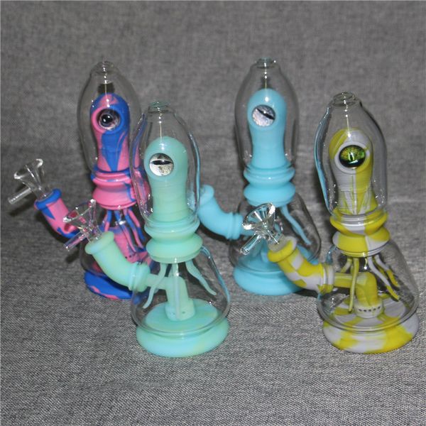 Silicona Agua Bong Bongs de narguile extraíbles con filtro de vidrio plataformas de dab de silicona para humo irrompible DHL