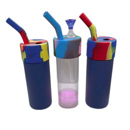 Tuyau d'eau en silicone Shisha arabe LED narguilé léger tasse Silicone shisha bongs tasse de boisson narguilé multicolore en forme de bouteille mini bong nettoyage amovible