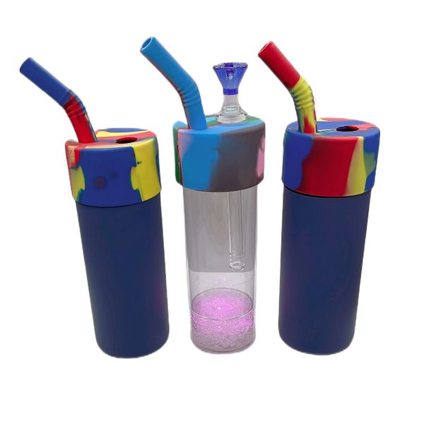 Pipa de agua de silicona Shisha árabe luz LED cachimbas taza Shisha de silicona bongs taza de bebida cachimba multicolor botella en forma de mini bong Limpieza extraíble