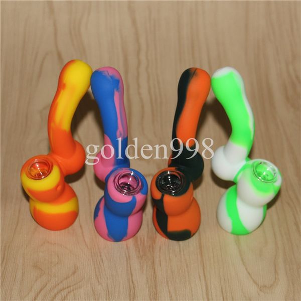 Pipe à eau en silicone Bong Verre Dab Rig Pipes à fumer en silicone pour fumer Herbe sèche Percolateur incassable Bong DHL gratuit