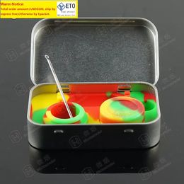 Juego de cera de silicona con 2 uds., contenedor de silicona de 5ml, herramienta dabber plateada larga, herramienta dab para tarros de hierbas secas dab