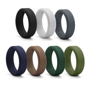 Silicone Wedding Rings For Men Step Edge Style Breathable Rubberen Bands 8mm Fashion Jewelry