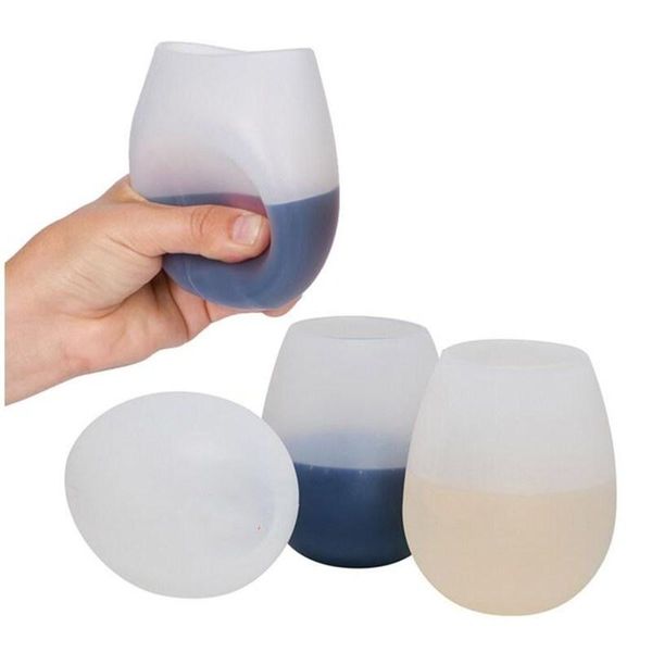 Copas de vino de silicona irrompibles, sin tallo, copas de vino de goma para exteriores, copas de fiesta plegables e inastillables para viajes, camping, piscina, picnic/multicolor