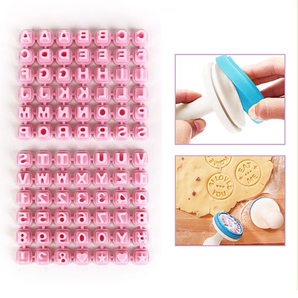 Silicone World Numéro Letters Cookie Stamp Moule Fondant Courster Cookie Bricolage Tool Cake Decorating Tools Pastry Baking Moule Set