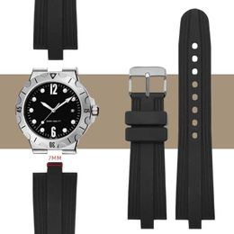 Siliconen Polsband Voor Bulgari Mannen Zachte Comfortabele Waterdichte Horlogebanden Rubber 22*7mm Vouw Zwart Stofvrij siliconen Horloge Band