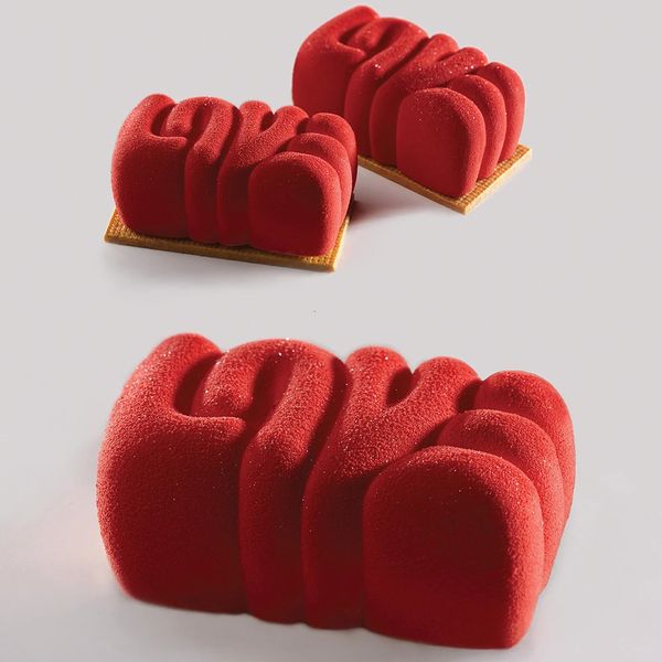 SILIKOLOVE-Molde para tarta o Mousse con letras 3D, moldes de silicona para hornear postres, pastelería, utensilios de cocina para horno, 240226