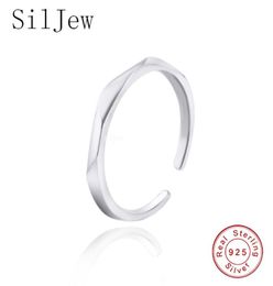 Siljew 2021 925 Sterling Opening S Size Wave Gift for Women Silver 925 Resizable Ring Jewelry1471094