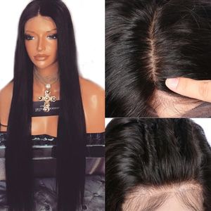 Base de soie en dentelle pleine perruques de cheveux humains avec des cheveux pour bébé pré-cueilled brésilien brésilien Remy Hair Lace Perruque pour les femmes