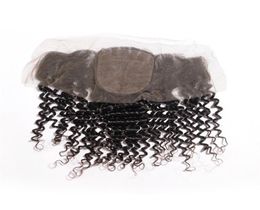 Silk Base de encaje frontal con nudos ocultos ola profunda 13x4quot Cierre de cabello peruano con cabello para bebés Cierre frontal ondulado profundo 6729698