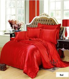 Ensemble de literie en soie Red Super King Size Reine Twin Twin Adapte Fited Lit Fleche de couette Cover Cover Doona Quilt Double Single 6PCS444578369