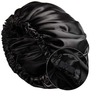 Bonnet en Soie Enveloppement de Cheveux pour Dormir Chouchous en Soie Bonnet de Sommeil Noir Satin Respirant Soie Chapeau de Couchage Chapeau de Cheveux Bouclés pour Femmes Hommes Soins des Cheveux Foulard Bonnets de Nuit