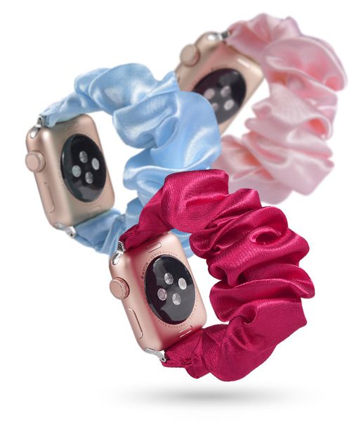 Correa de tela de seda para Apple Watch Band 45 mm 44 mm 40 mm Pulsera de diseñador Wowan Bandas de estilo para el cabello Compatible con relojes inteligentes Serie 1 a 8 Ultra 49 mm Se smartwatches