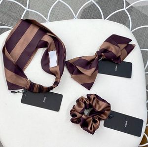 Zijde Kruis Designer Vrouwen Hoofdbanden Merk Meisjes Bruine letter Haarbanden Sjaal Haaraccessoires Geschenken Yoga Headwraps