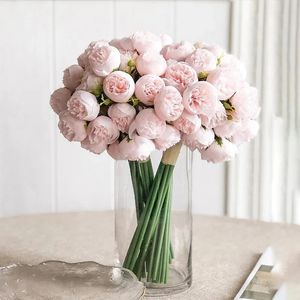 Silk flower peony artificial flower rose bouquet 27 heads table flower arrangement bride's wedding home decoration artificial flowers 240111