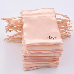 Sacs-cadeaux en soie Pochette à cordon en satin Emballage de champagne de haute qualité Collier de bijoux Perle Cheveux Sachet de rangement cosmétique W 240322