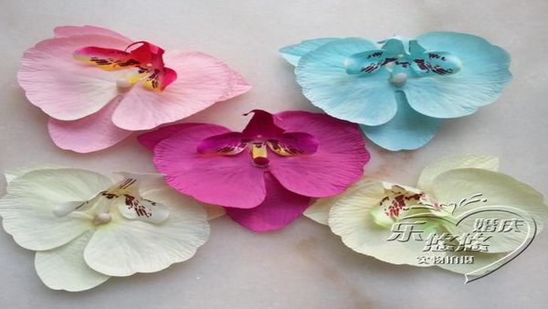 Têtes de fleurs d'orchidée en soie 48pcs mignons 910cm papillon phalaenopsis orchidées fleurs de tissu artificiel pour bride bride bouquet juif1657848