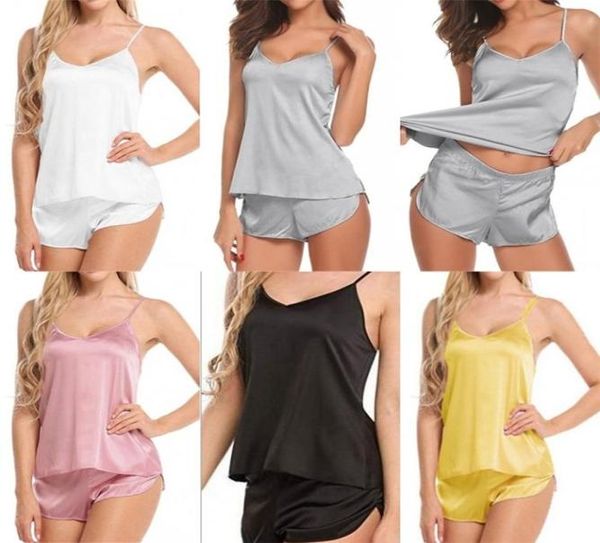 Silk Pyjamas Camisole Vest Set Pyjamas Shorts Kit Plus taille Femme Vêtements Pijamas Pant