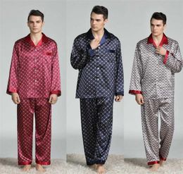 Pajamas de soie pour hommes longsleed pijama hombre pyjamas en soie costume vêtements de sommeil pijama de los hombres pyjamas hommes pigiama uomo 2110195352400