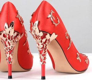 Zijde Partij Bruiloft Schoenen Voor Bruid Mode 9 5 Cm Vrouwen Pompen Luxe Designer Hakken Puntschoen Bruids Shoes318v