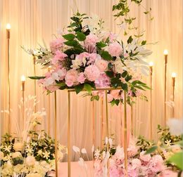 Rosa de seda flores artificiales bola centros de mesa arreglo de cabeza decoración camino plomo para boda telón de fondo mesa flor