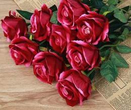 Silk Rose Artificial Flowers Real Like Rose Flowers Home Decorations For Wedding Party Birthday Room 8Colors for Choose 506QH