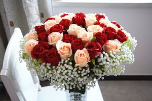 Soie rose fleur mariage décoratif et maison cuisine salle décoration pas cher bonne qualité livraison gratuite SF0212
