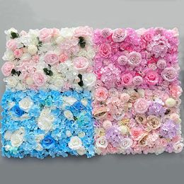 Flores rosas de seda, telón de fondo 3D, decoración de boda, Panel de pared de flores artificiales para decoración del hogar, telones de fondo