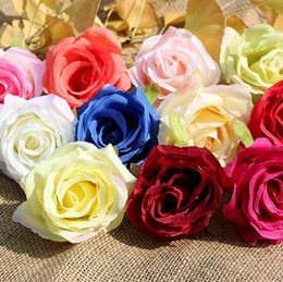 Tête de rose en soie en gros 3.14 pouces dia fausses fleurs de haute qualité WR007
