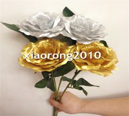 Roses de soie 38cm1496 pouces Couleurs artificielles artificielles en or rose rose pour le mariage de la fête de Noël à la maison fleur décorative 2742869
