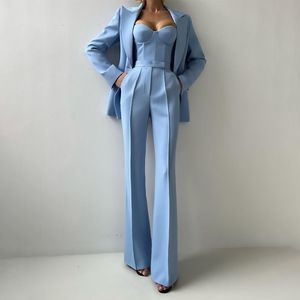 Silk Satin 3 PCS Women Suits Blazerbrapants Lady Office Tuxedos Formeel werk feest Prom jurk broekpak set aangepaste maat 240106