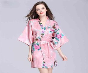 Silk Satin Wedding Bride Bridesmaid Robe Floral Bathrobe court Kimono Night Bath Dreshing Bowning for Women 2104266748652