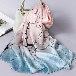 Zijden sjaal voor vrouwen lentebloempatroon luxe ontwerper sjaals long sjaals maat 170*52 cm gratis verzending