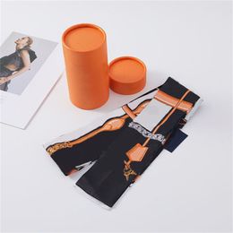 Écharpe en soie longue et fine écharpe de cheveux foulards de créateur femme lettre foulard dame ornements élégants étroits multi styles mode écharpe pour femme comme cadeau pj065 H4