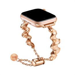 Zijden sjaal vorm armband metalen horlogeband voor Apple Watch 8 Ultra 7 SE 6 5 4 3-serie horlogebanden Iwatch-banden 49 mm 42 mm 40 mm 38 mm Vervang polsbandjes accessoires 1 stuks