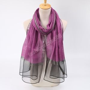 Foulard en soie Châles Glitter Polyester Hijabs Head Wraps Turbans Bandeau Automne Long Pashmina Léger