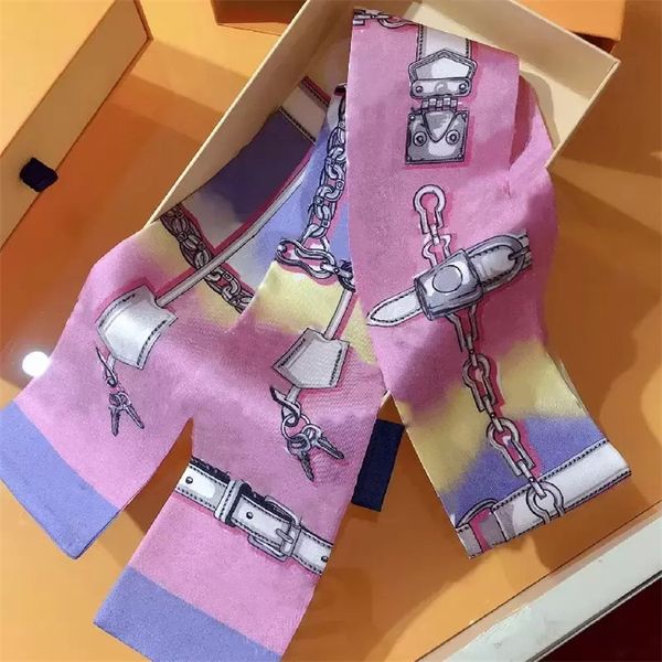 bufanda de seda Diseño de diseñador Bufanda de mujer, Bufandas de bolso de carta de moda, Corbatas, Paquetes de cabello, Envolturas de material de seda 6 * 120 cm 101