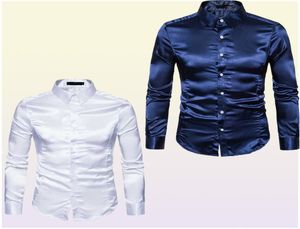Chemise de soie hommes Satin Smooth Men Solid Tuxedo Business Shirt for Men Slim Fit Cashy Marid Robe Shirts 2106103809326
