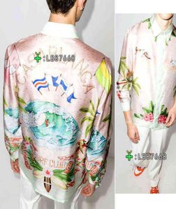 Camisa de seda estilo surf club 21ss camisa de manga larga de seda con flores degradadas onduladas6459390