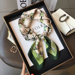 Foulard carré en soie pour femmes, marque de luxe imprimée, 100%, poignet réel, Hijab, châle, Design, cravate, Foulard pour cheveux, Bandana, 240115
